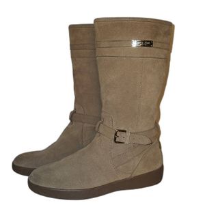 Coach Tallulah Suede Shearling Camel Boots women's size 10